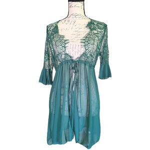 AvidLove Green Stretch Lace Lingerie Pajama Size Large